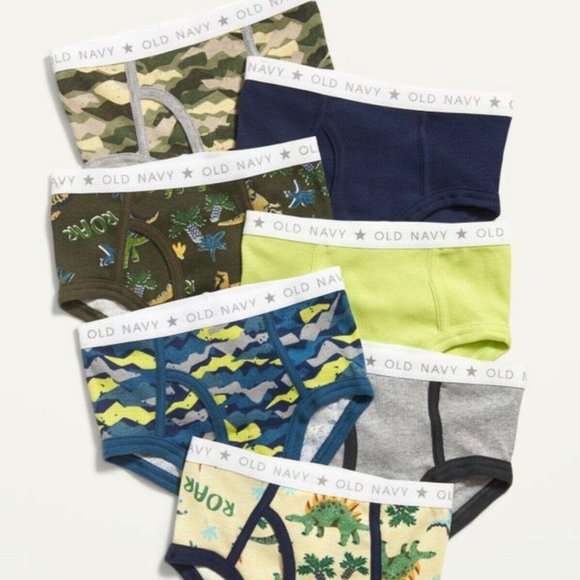 Old Navy Toddler Boys 7-Pack Underwear Solid Dino Camo Size 2T-3T - Picture 2 of 3
